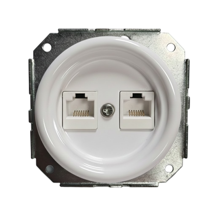 Механизм ретро розетки интернет, керамика, белый, Colony, Retrika B01-01 - фото 110350