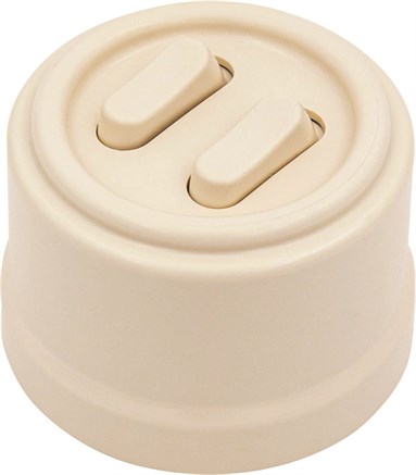 Выключатель клавишный, двойной, пластик, ваниль, Jantera, JCA.0K02.PG03 - фото 110406