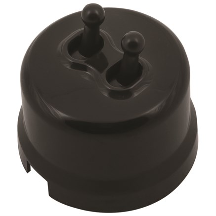 Выключатель тумблерный, двойной, пластик, черный, Jantera, JRE.0T02.PG01 - фото 110409