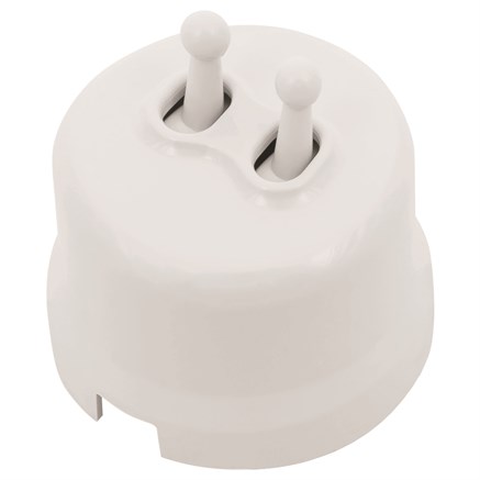 Кнопка тумблерная, звонковая, двойная, пластик, белый, Jantera, JRE.PT52.PG00 - фото 110447