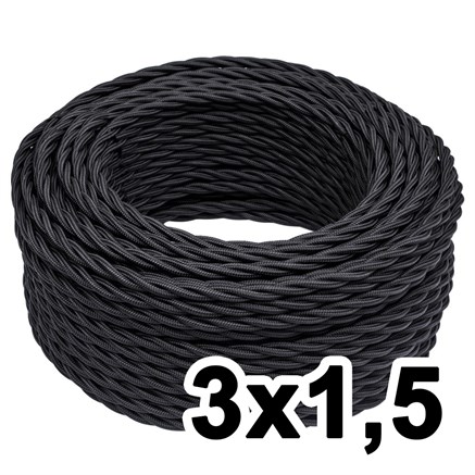 Витой провод трехжильный, 3х1.5, 220В, 50м, черный, Jantera, JTW.731.TM01.050 - фото 110631