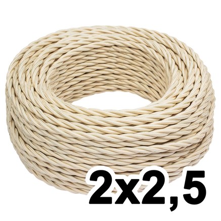 Витой провод двухжильный, 2х2.5, 220В, 20м, ваниль, Jantera, JTW.722.TM03.020 - фото 110674