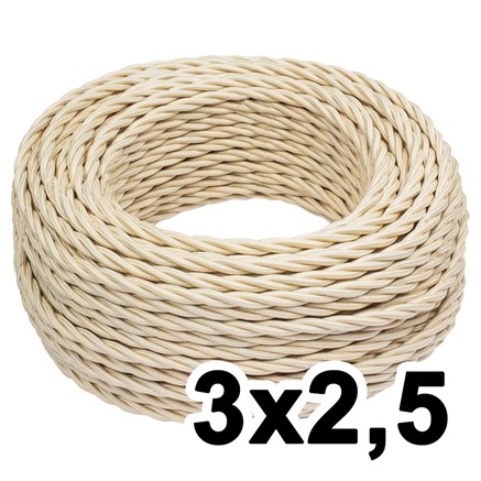 Витой провод трехжильный, 3х2.5, 220В, 20м, ваниль, Jantera, JTW.732.TM03.020 - фото 110714