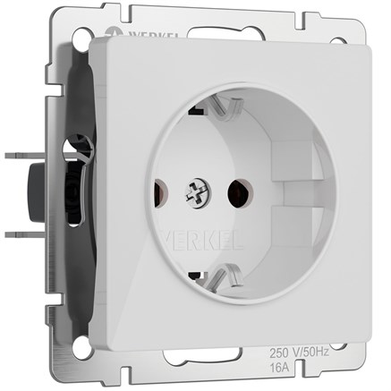 Розетка с заземлением и шторками (белый акрил), Werkel, W1171141 - фото 110920