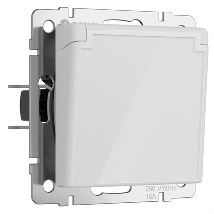 Розетка влагозащ. с зазем. с защит. крышкой и шторками (белый акрил), Werkel, W1171241 - фото 110926