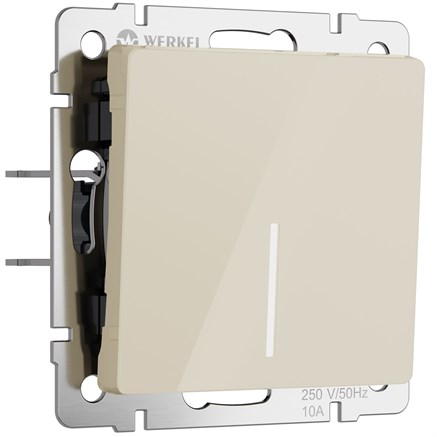 Выключатель одноклавишный проходной с подсветкой (айвори акрил), Werkel, W1112143 - фото 110973