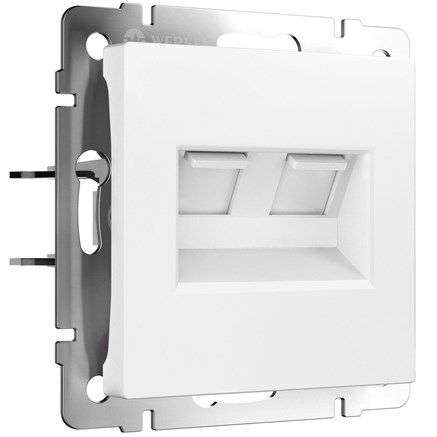 Розетка двойная Ethernet RJ-45 (белый матовый), Werkel, W1181161 - фото 111055