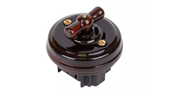 Выключатель фарфоровый поворотный проходной, без подъемной рамки, цвет - петровский гранит GE70404-46k - фото 111260