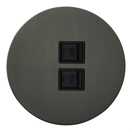 Двойная комп. розетка RJ45, антрацит, Salvador, EU020107 - фото 111488