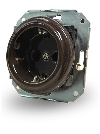 Розетка керамическая встраиваемая коричневая, Edisel Presto, 3596364403 - фото 111802