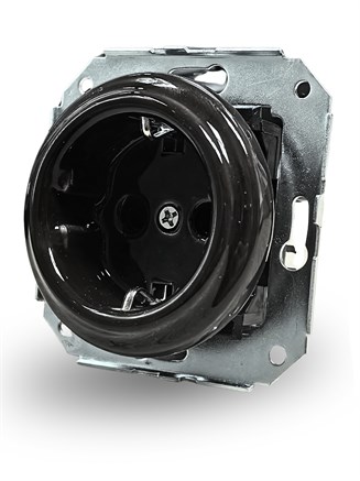 Розетка керамическая встраиваемая черная, Edisel Presto, 3596364490 - фото 111803