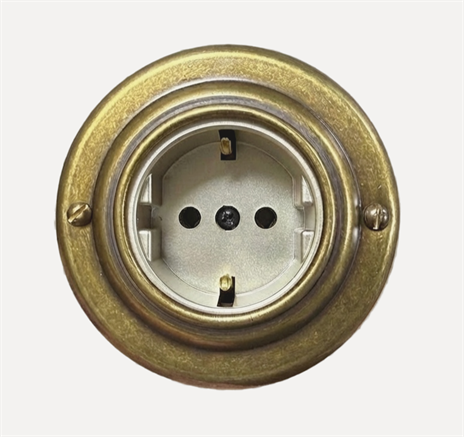 Розетка ретро с з/к и шторками, Шампань, Бронза VINTAGE-BRASS 20101-1Ш - фото 116367