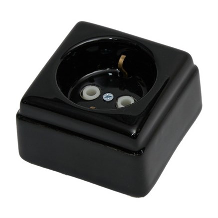 Розетка керамическая с з/м серии "КРОМ" (чёрный), Interior Electric, РСЗКК/08