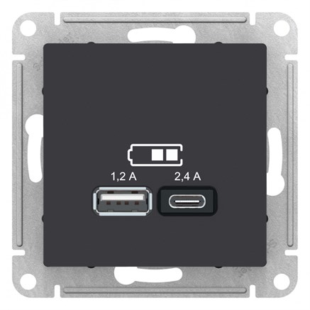 Карбон USB A+С, 5В/2,4А, 2х5В/1,2 А, механизм Systeme Electric AtlasDesign ATN001039 - фото 74566