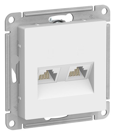 Лотос Розетка двойная компьютерная RJ45+RJ45, кат.5Е, механизм Systeme Electric AtlasDesign ATN001385 - фото 74694