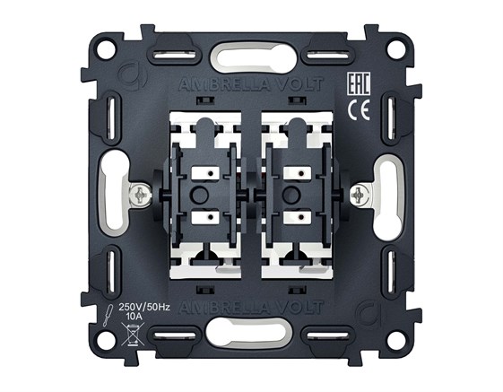 VM120 Механизм 2-клавишного проходного выключателя 10A-250V QUANT, AMBRELLA VOLT, VM120 - фото 93612