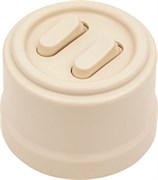 Выключатель клавишный, двойной, пластик, ваниль, Jantera, JCA.0K02.PG03