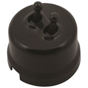 Выключатель тумблерный, двойной, пластик, черный, Jantera, JRE.0T02.PG01