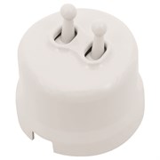 Кнопка тумблерная, звонковая, двойная, пластик, белый, Jantera, JRE.PT52.PG00