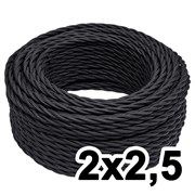 Витой провод двухжильный, 2х2.5, 220В, 20 м, черный, Jantera, JTW.722.TM01.020