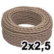 Витой провод двухжильный, 2х2.5, 220В, 10м, амбра, Jantera, JTW.722.TM06.010