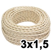 Витой провод трехжильный, 3х1.5, 220В, 10м, ваниль, Jantera, JTW.731.TM03.010