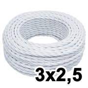 Витой провод трехжильный, 3х2.5, 220В, 10м, белый, Jantera, JTW.732.TM00.010