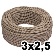 Витой провод трехжильный, 3х2.5, 220В, 10м, амбра, Jantera, JTW.732.TM06.010