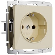 Розетка с заземлением и шторками (айвори акрил) W1171143