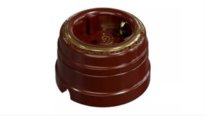 Ретро розетка фарфоровая с заземляющим контактом, цвет - коричневый "ЕЛИЗАВЕТА", серия «МезонинЪ» GE70301-04EL