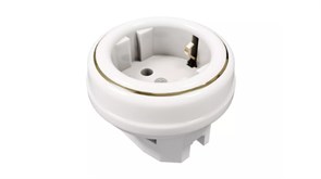 Ретро розетка фарфоровая с заземляющим контактом, без подъемной рамки, цвет - золото на белом, серия «МезонинЪ» GE70301-50k