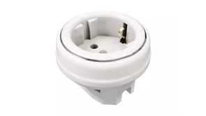 Ретро розетка фарфоровая с заземляющим контактом, без подъемной рамки, цвет - платина на белом, серия «МезонинЪ» GE70301-49k