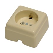 Розетка керамическая с з/м серии "КРОМ" (слоновая кость), Interior Electric, РСЗКК/03