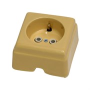 Розетка керамическая с з/м серии "КРОМ" (песочный), Interior Electric, РСЗКК/04