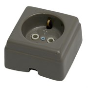 Розетка керамическая с з/м серии "КРОМ" (серый), Interior Electric, РСЗКК/05