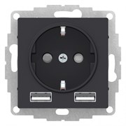 Карбон SO + USB Розетка A+A, 5В/2,4А, 2х5В/1,2 А, механизм Systeme Electric AtlasDesign ATN001030