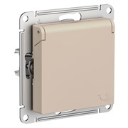 Песочный Розетка с/з со шторками с крышкой, 16А, IP20, механизм Systeme Electric AtlasDesign ATN001246