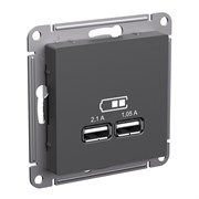 Базальт Розетка USB A+A, 5В/2,1 А, 2х5В/1,05 А, механизм Systeme Electric AtlasDesign ATN001433