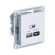 Лотос Розетка USB A + тип-C 45Вт высокоскор.заряд. QC, PD, механизм Systeme Electric AtlasDesign ATN001329