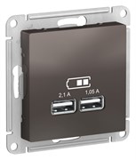 Мокко USB, 5В, 1 порт x 2,1 А, 2 порта х 1,05 А, механизм Systeme Electric AtlasDesign ATN000633