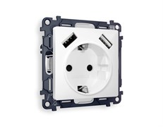 MA109010 Комплект механизма электрической розетки ALFA Белый глянец 2USB A+A 18W (быстрая зарядка) с/з QUANT (AP1090, VM155), AMBRELLA VOLT, MA109010