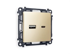 MA611010 Комплект механизма розетки ALFA Шампань 2USB A+C 20W (быстрая зарядка) QUANT (AP6110, VM177), AMBRELLA VOLT, MA611010