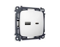 MO131010 Комплект механизма розетки OMEGA Белый матовый 2USB A+C 20W (быстрая зарядка) QUANT (OP1310, VM177), AMBRELLA VOLT, MO131010